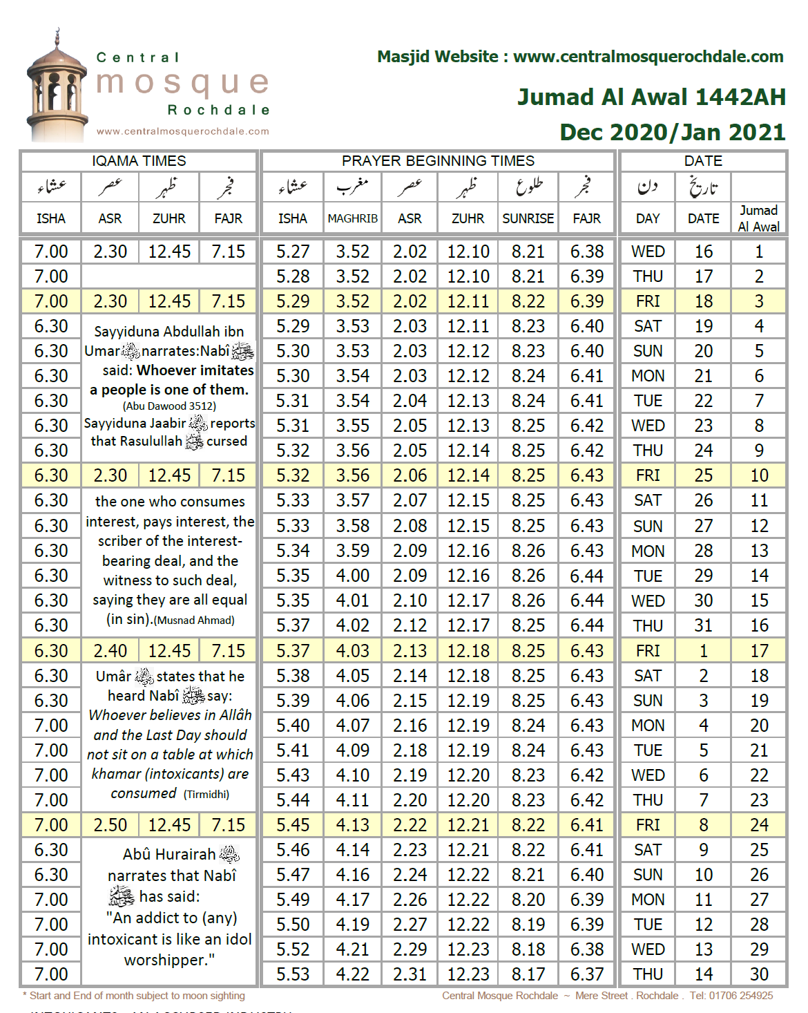 Jumad Al Awal 1442AH – Dec/Jan 2020/21