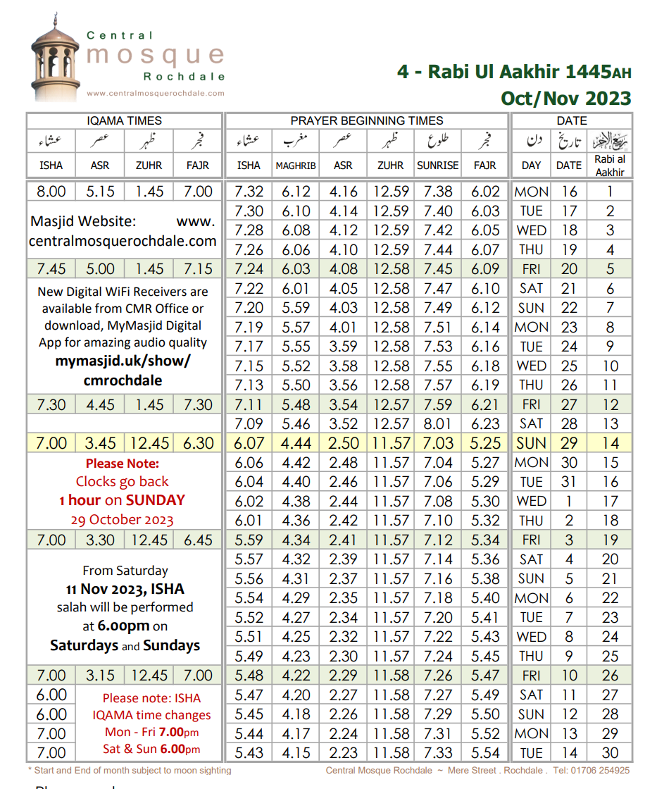 Rabbi Al Aakhir 1445ah Oct/Nov